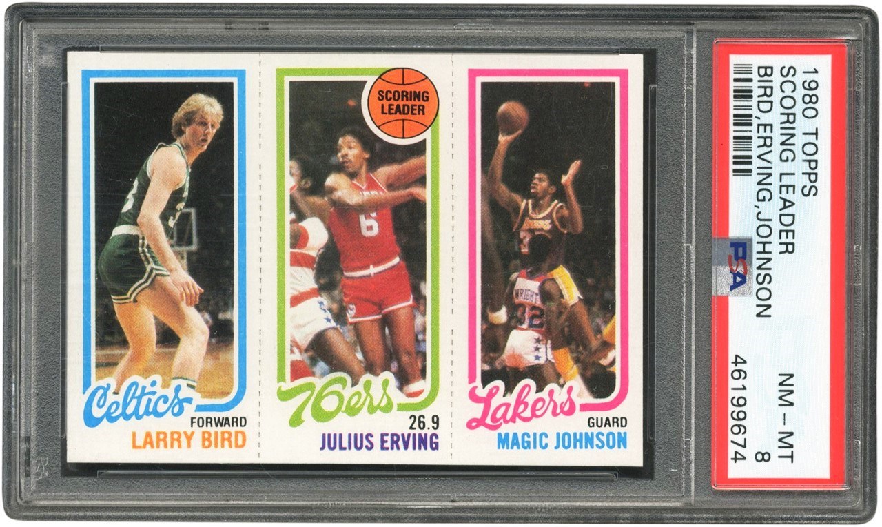 Basketball Cards - 1980 Topps Larry Bird, Julius Erving, Magic Johnson PSA NM-MT 8