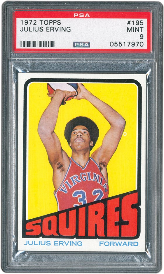 Basketball Cards - 1972 Topps #195 Julius Erving Rookie PSA MINT 9
