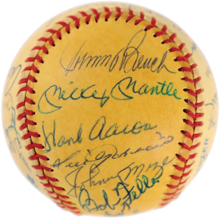 - Hall of Famers Signed Baseball with Mickey Mantle w/26 Sigs (PSA)