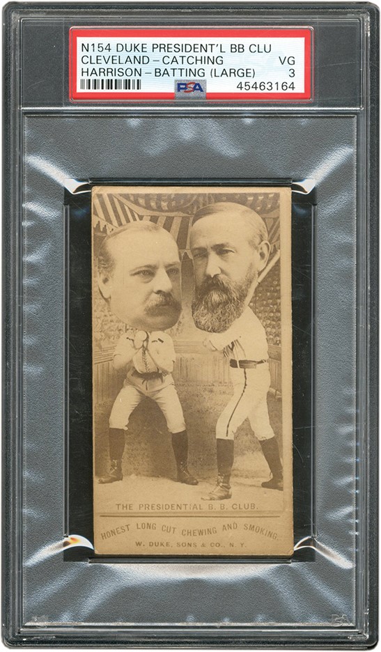 - 1880s N154 Duke Presidential B.B. Club Cleveland Catching/Harrison Batting PSA VG 3