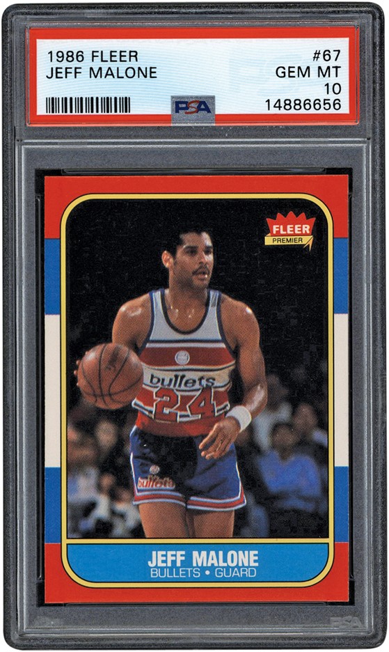 - 1986 Fleer #67 Jeff Malone - Lowest Population of Any Ten! PSA GEM MINT 10 (The '86 Fleer PSA 10 Set Break)