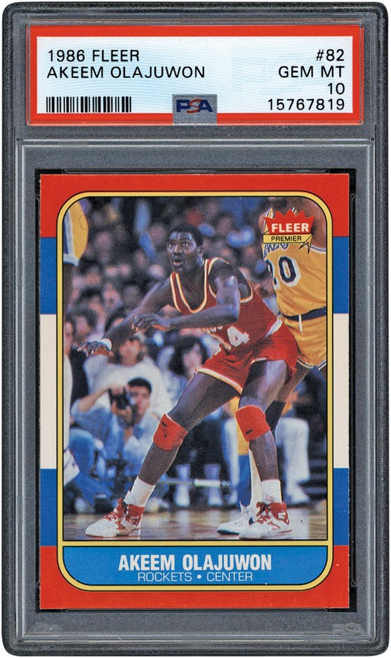 - 1986 Fleer #82 Hakeem Olajuwon Rookie PSA GEM MINT 10 (The '86 Fleer PSA 10 Set Break)