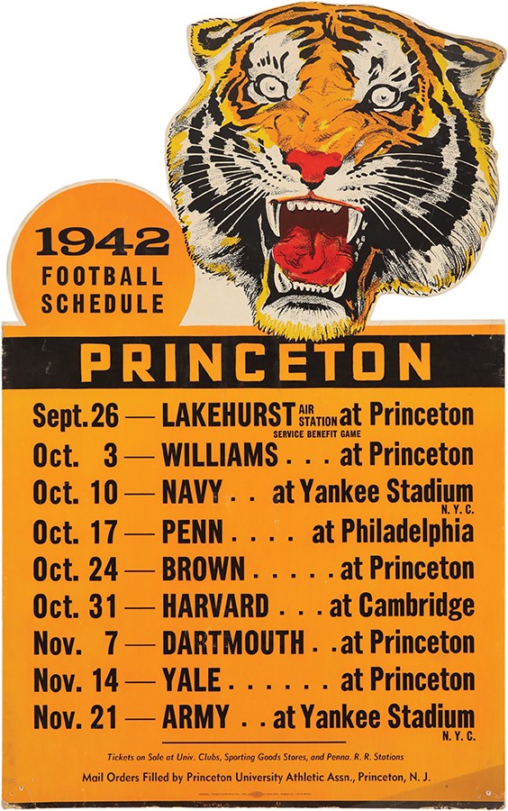 Football - Beautiful Princeton Tigers Die-Cut Football Schedule