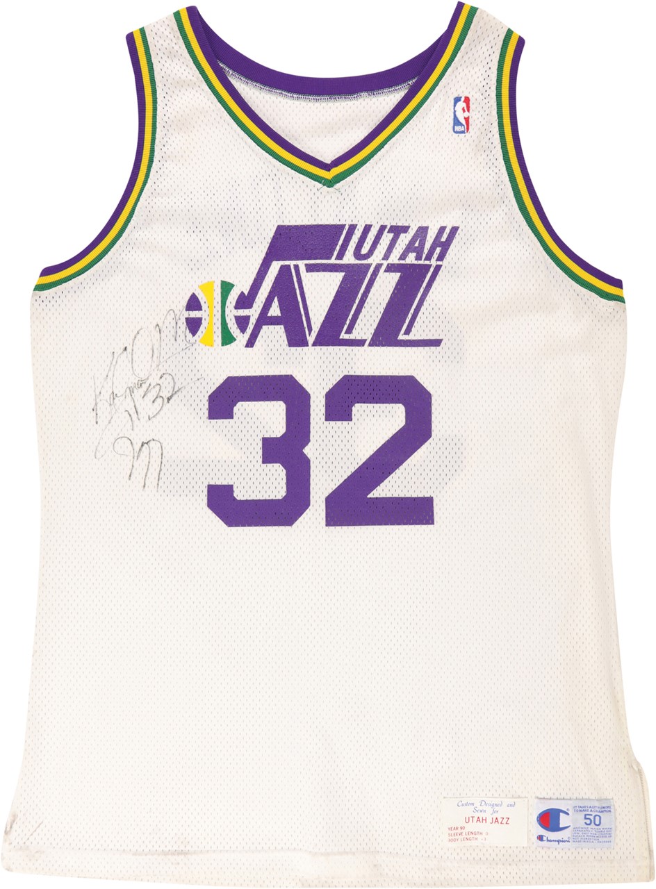 - 1990 Karl Malone Utah Jazz Signed Game Worn Jersey (PSA)