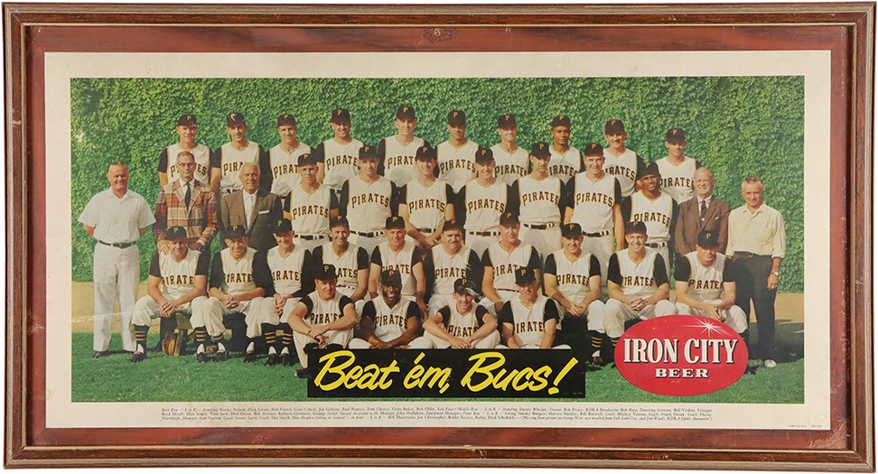 - Large 1960 Pittsburgh Pirates Iron City Beer Cardboard Advertising Display