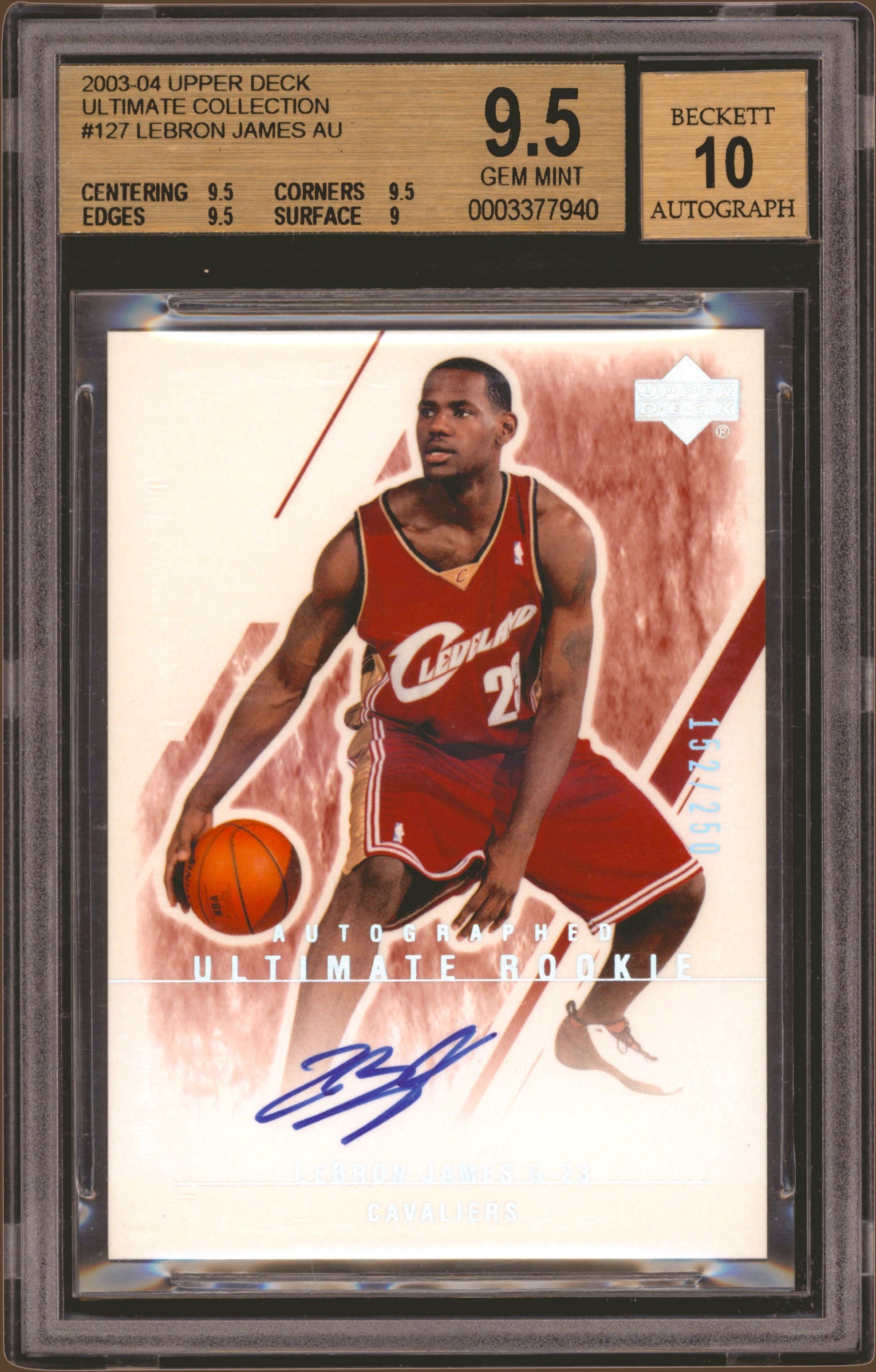 - 2003 Ultimate Collection #127 LeBron James Autographed Rookie 152/250 BGS GEM MINT 9.5 - Auto 10