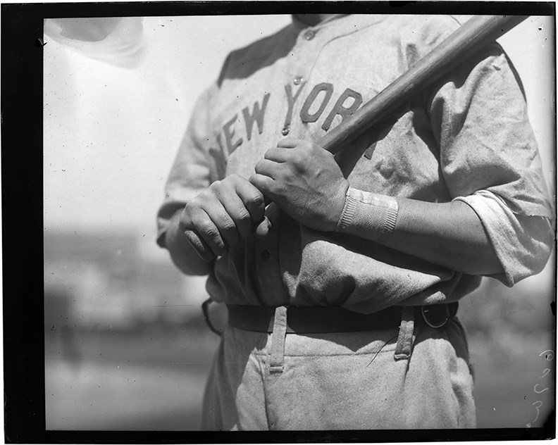 Vintage Sports Photographs - Early 1920s Babe Ruth Batting Grip Glass Plate Negative