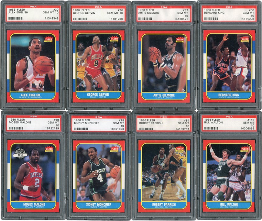 1986 Fleer Basketball PSA 10 Set Break - 1986 Fleer Hall of Famer Collection of (8) - All PSA GEM MINT 10 (The '86 Fleer PSA 10 Set Break)