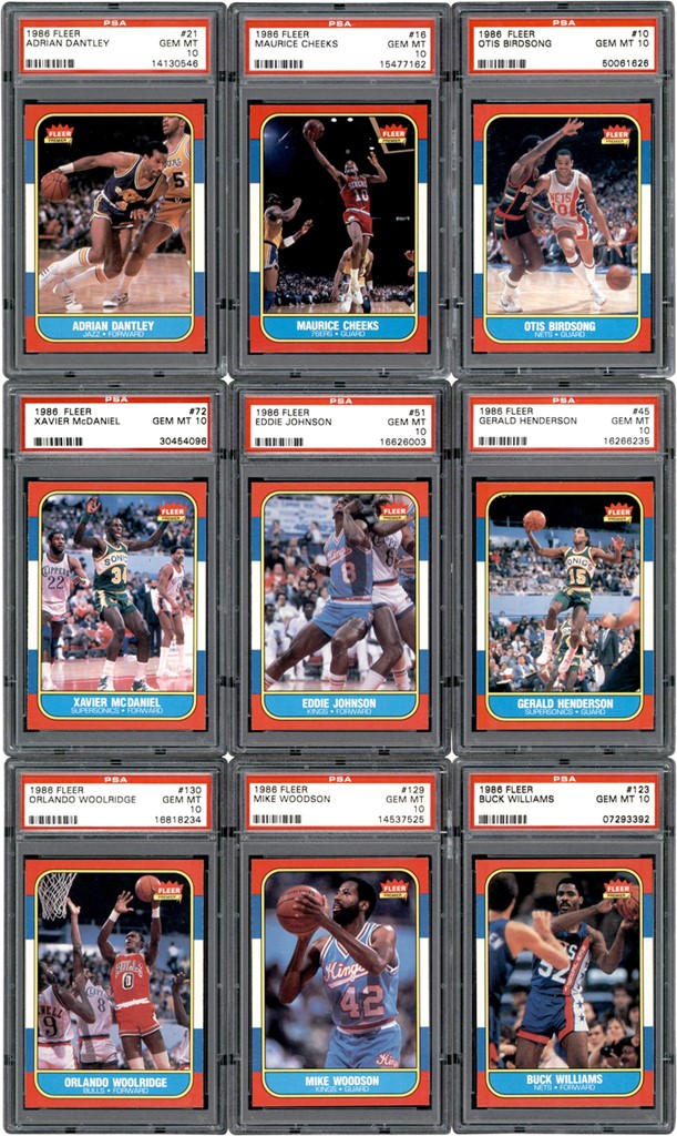 1986 Fleer Basketball PSA GEM MINT 10 Partial Set (71/132) with Hall of Famers (The '86 Fleer PSA 10 Set)