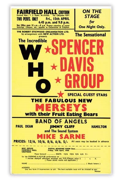Posters and Handbills - 1966 The Who Spencer David Handbill   (5 x 8")