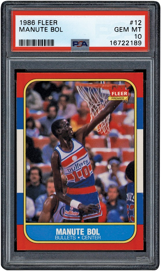 1986 Fleer #12 Manute Bol PSA GEM MINT 10 (The '86 Fleer PSA 10 Set Break)