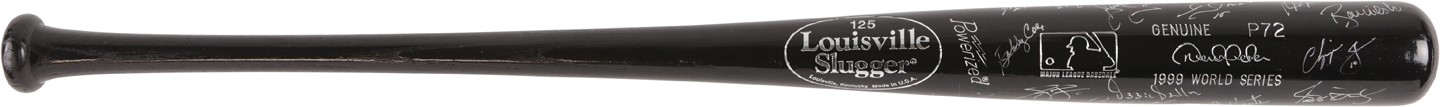 1999 Derek Jeter World Series Game Issued Bat Team-Signed by the Atlanta Braves (23 sigs)