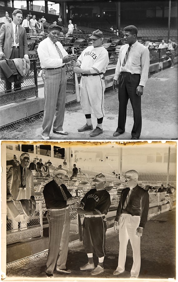 Fantastic Jack Johnson and Honus Wagner Glass Plate Negative