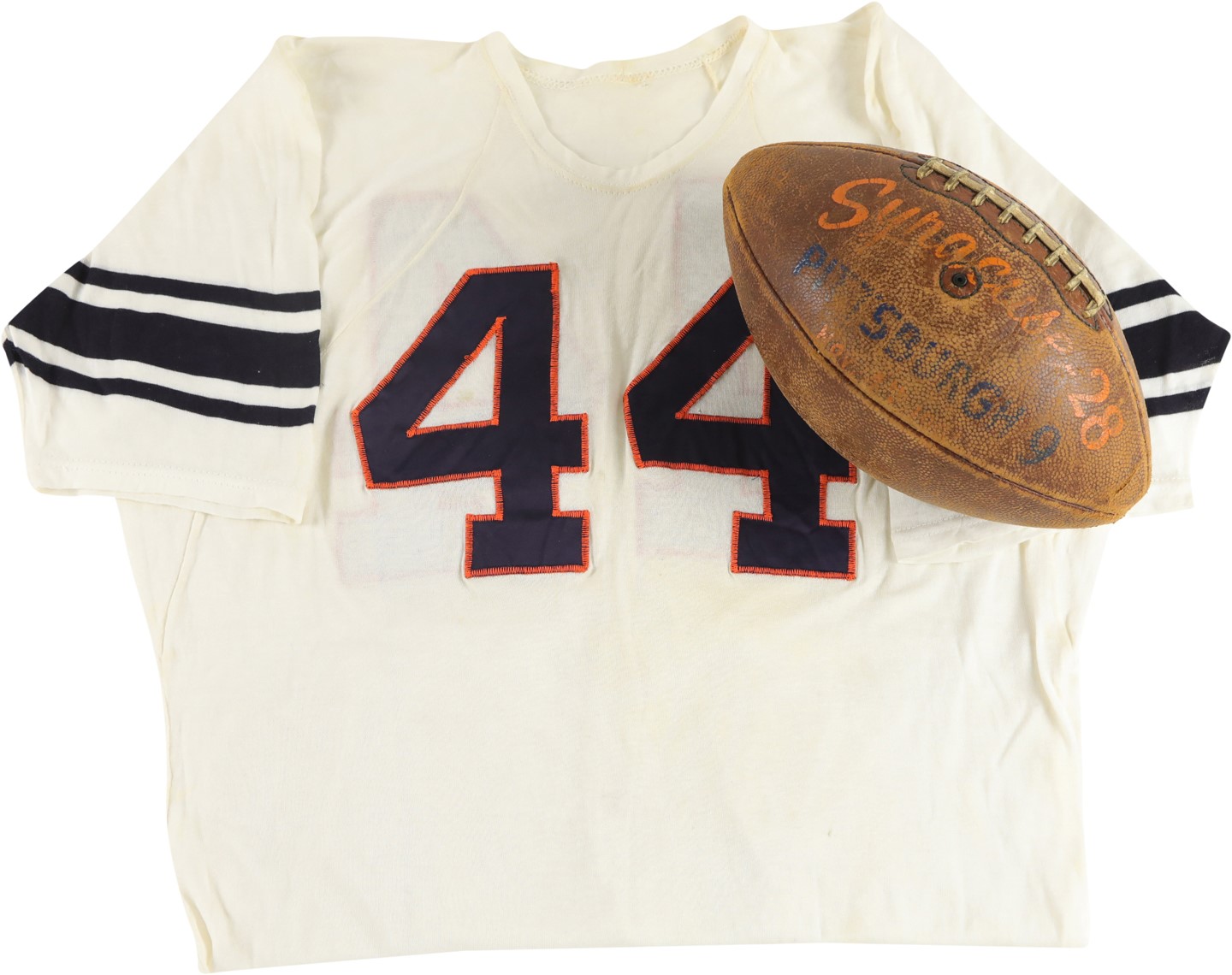 Syracuse Football Archive - 11/4/1961 Ernie Davis Syracuse vs. Pittsburgh Game Worn Jersey and Game Ball - Heisman Trophy Season (Gifted Directly by Ernie Davis with Photo Proof)