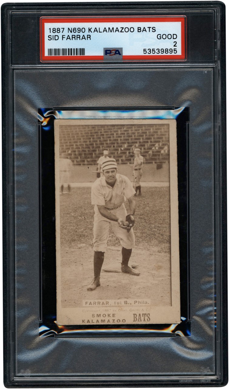 - 1887 N690 Kalamazoo Bats Sid Farrar - The Only PSA Graded Example! PSA GOOD 2