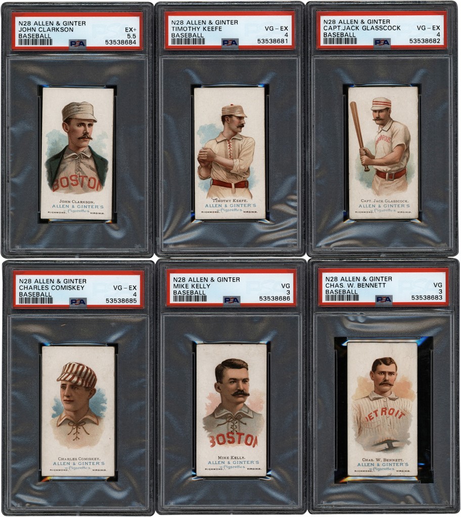 1888 N28 Allen & Ginter Baseball Partial Set with Keefe & Kelly (6/10)
