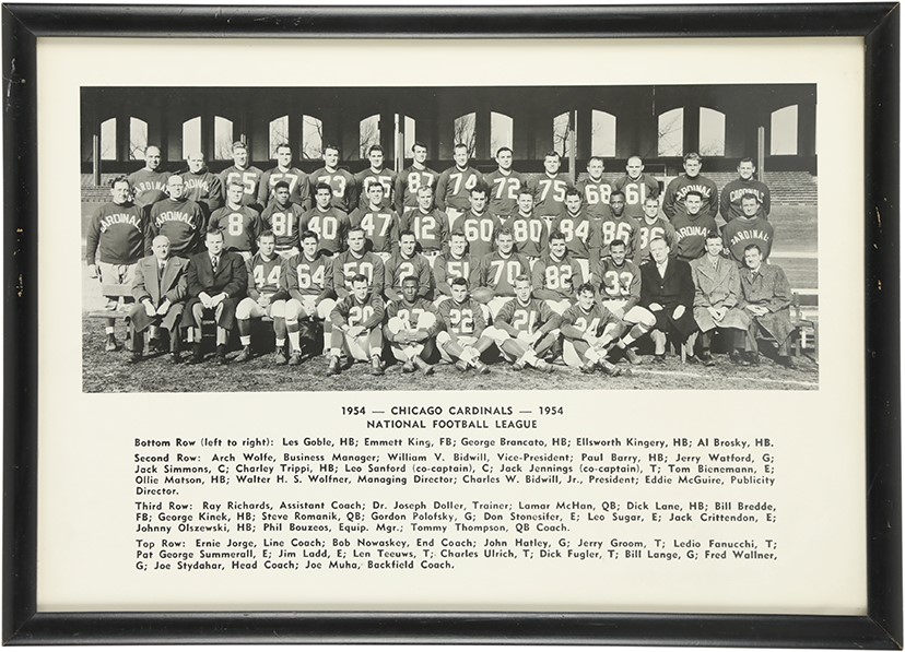 Football - 1954 Chicago Cardinals Football Team Large Format Photograph