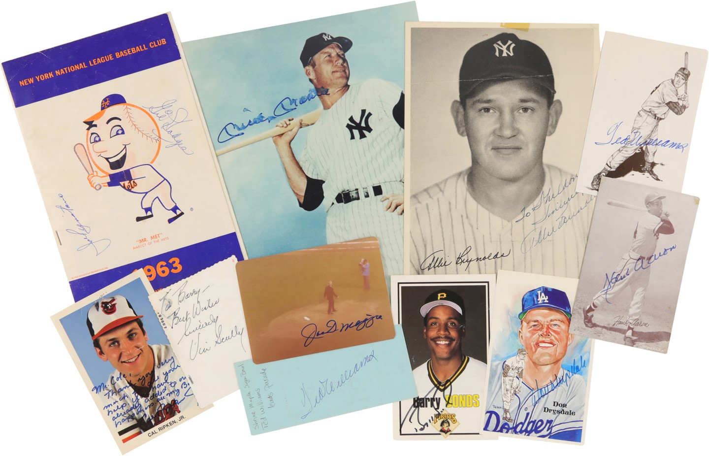 - Baseball Hall of Famers and Stars Autograph Collection with Mantle, DiMaggio, Williams (80+)