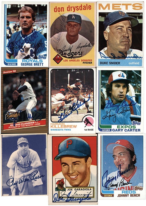 Baseball and Trading Cards - 1952-1998 Baseball Signed Trading Card Archive with Hall of Famers (554)