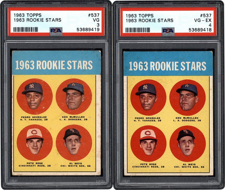 - 1963 Topps Pete Rose #537 PSA 3 and PSA 4 Rookies