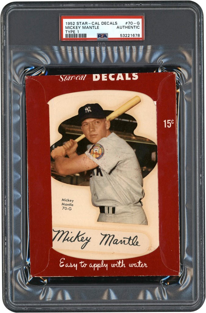 1952 Star-Cal Decals Type I #70-G Mickey Mantle PSA Authentic