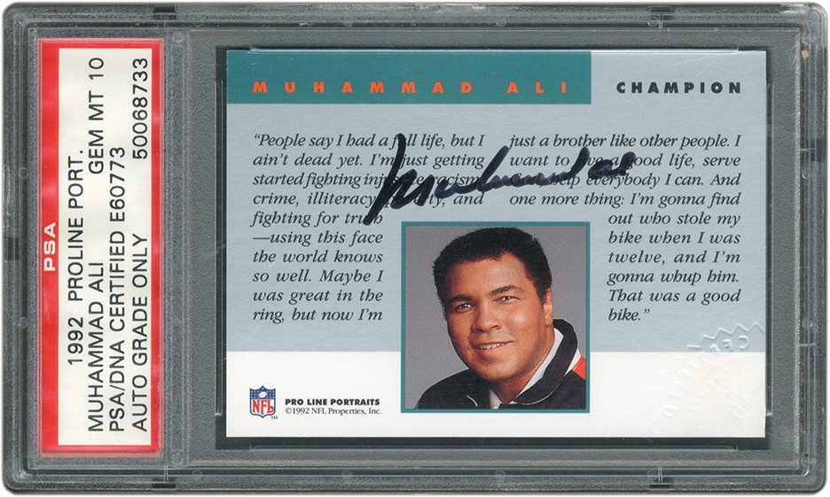 Muhammad Ali & Boxing - 1992 Proline Portraits Muhammad Ali Pack Issued Auto with PSA/DNA Gem Mint 10 Auto Grade