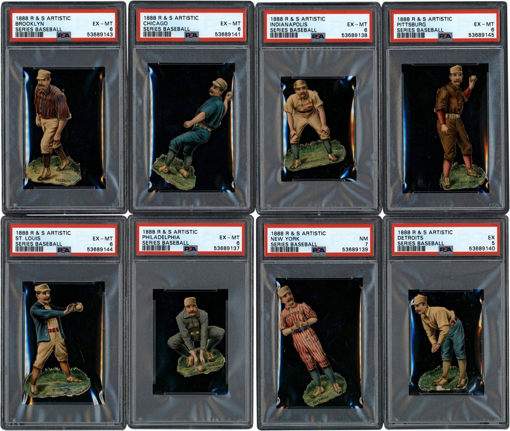 - 1888 R&S Artistic Baseball Series Complete Set (10) with PSA Graded