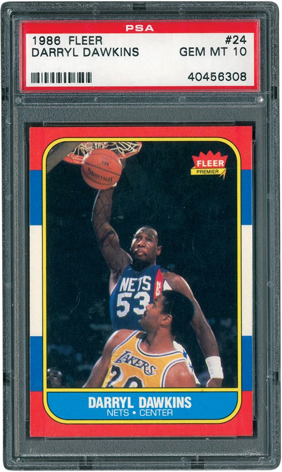 - 1986 Fleer #24 Darryl Dawkins PSA GEM MINT 10 (The '86 Fleer PSA 10 Set Break)