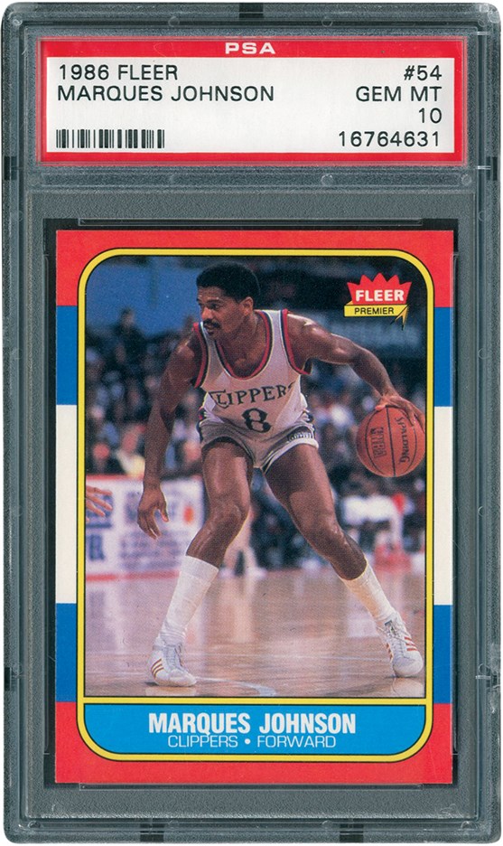 1986 Fleer #54 Marques Johnson PSA GEM MINT 10 (The '86 Fleer PSA 10 Set Break)