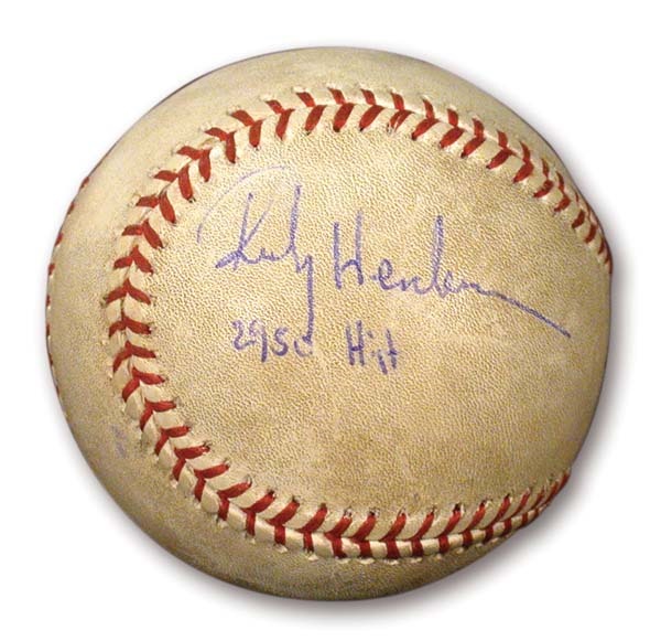 Game Used Baseballs - 2001 Rickey Henderson Hit Number 2,950 Baseball