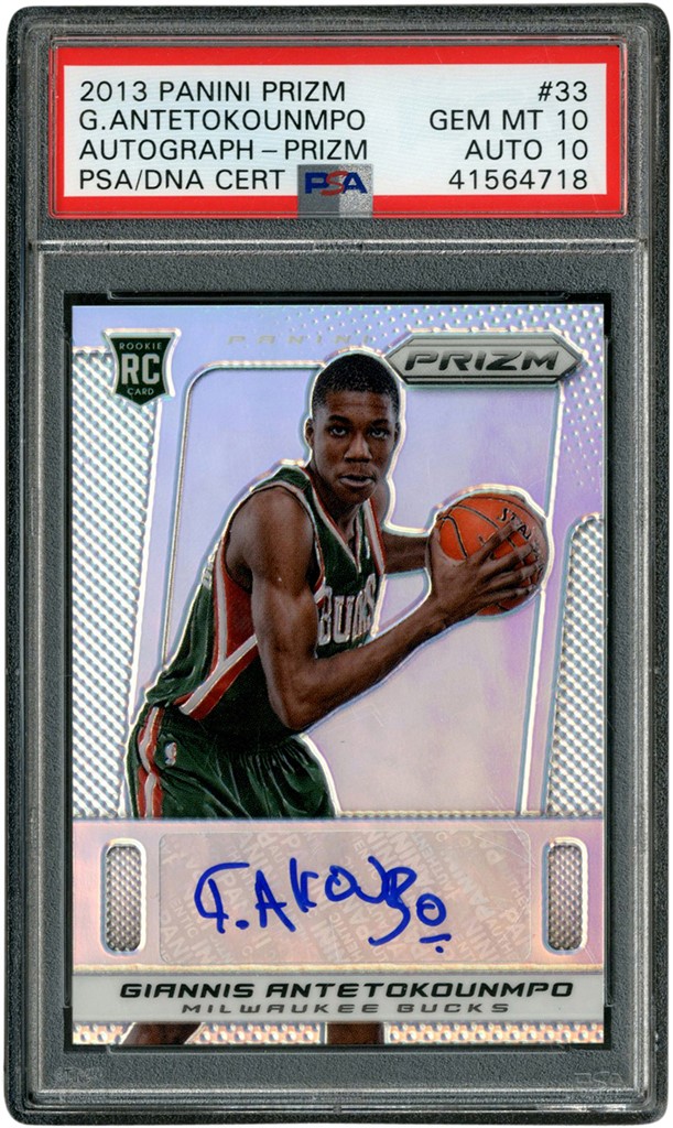 2013 Panini Prizm Silver #33 Giannis Antetokounmpo Rookie Autograph 5/25 - Pop 1 Only Example in the World! PSA GEM MINT 10 - Auto 10
