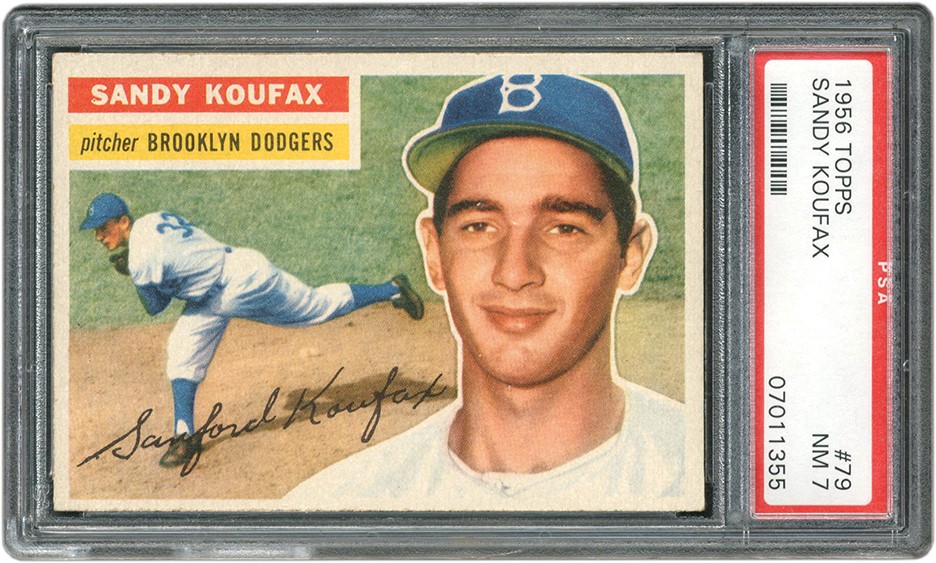 - 1956 Topps Baseball #79 Sandy Koufax Card PSA NM 7