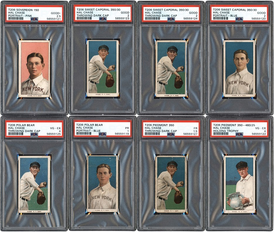 1909-11 T206 Hal Chase PSA Graded Collection (9)