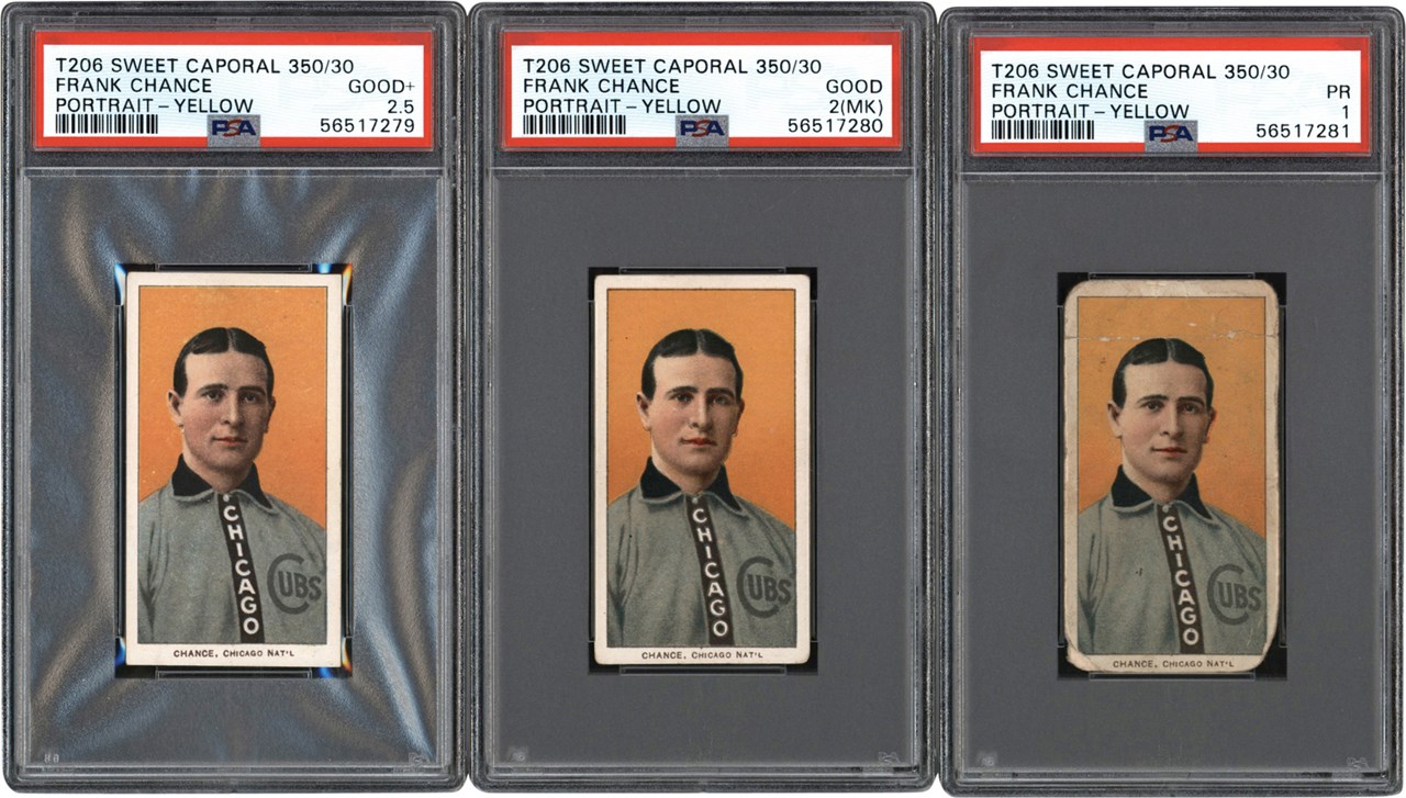 Baseball and Trading Cards - 1909-11 T206 Frank Chance Portrait PSA Graded Trio (3)