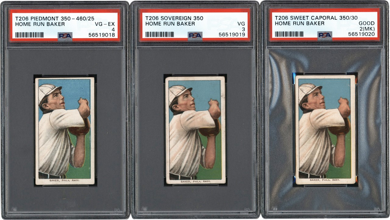 1909-11 T206 Frank "Home Run" Baker PSA Graded Trio (3)