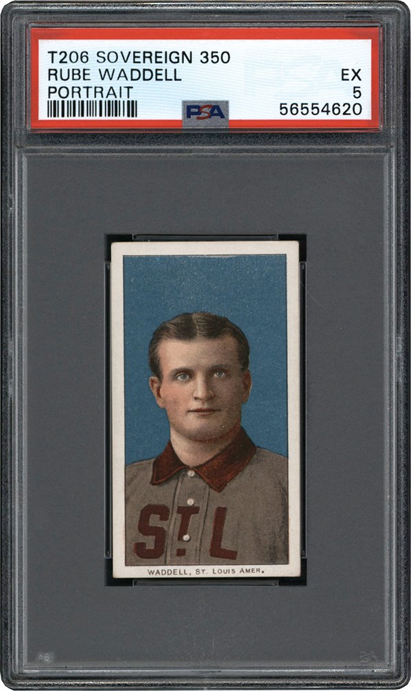 Baseball and Trading Cards - 1909-1911 T206 Rube Waddell Portrait Sovereign Back PSA EX 5