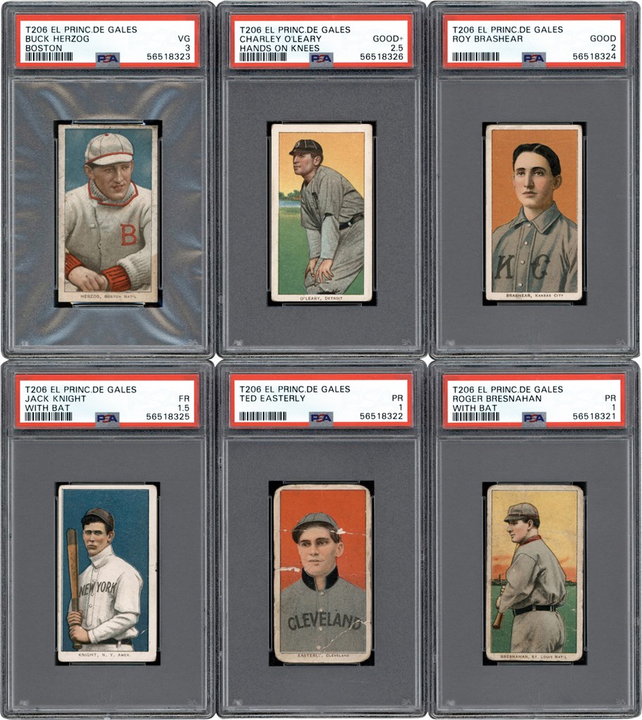 Baseball and Trading Cards - 1909-11 T206 El Principe De Gales PSA Graded Collection (6) w/Roger Bresnahan