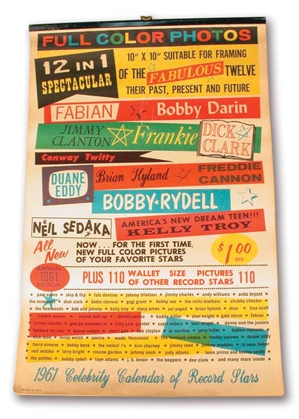 Teen Idols Rock n Roll 1961 Calendar