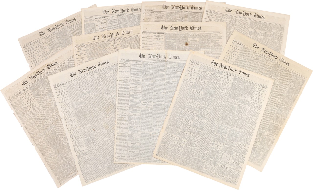 Horse Racing - Complete New York Times' Newspapers Representing Jerome Park's Beginnings and Its 1866 Inaugural Meeting Plus Kentucky's Time Trial & Saratoga's 1872 Unique Race Card (11)