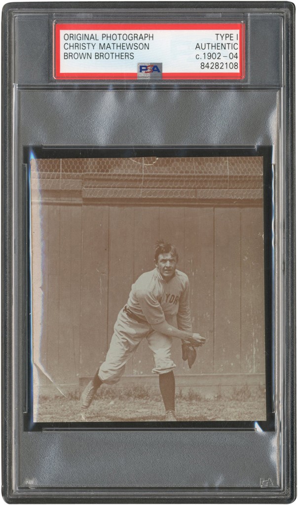 The Brown Brothers Collection - Very Early Christy Mathewson Delivering His "Fadeaway" Photograph (PSA Type I)