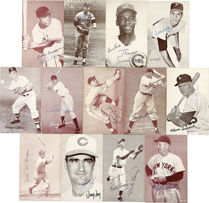 - 1940s-60s Signed Baseball Exhibit Cards (13)