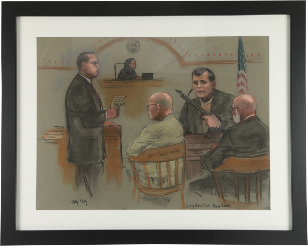 Rock And Pop Culture - "Kevin Weeks Testifies Against Whitey Bulger" Trial Courtroom Sketch by Jane Collins