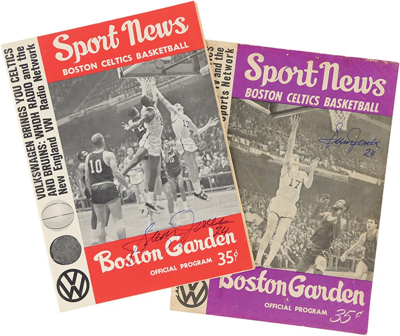 Pair of 1963-64 1965-66 Sam Jones Signed Boston Celtics Programs (2)