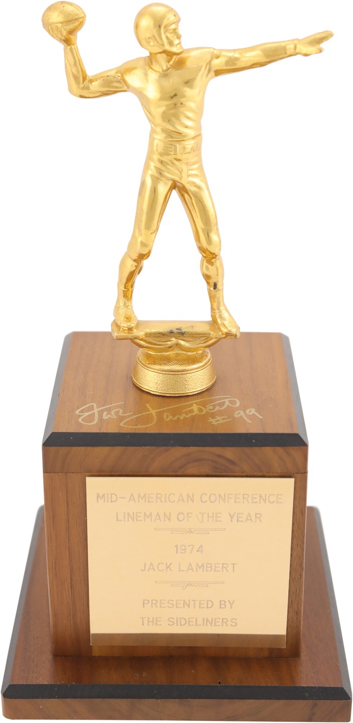 The Jack Lambert Collection - 1974 Jack Lambert Mid-American Conference Lineman of the Year Trophy