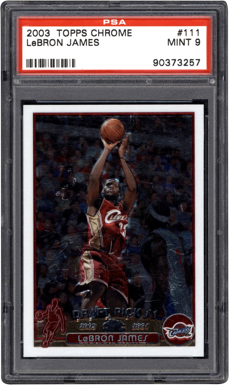 Modern Sports Cards - 2003 Topps Chrome #111 LeBron James Rookie PSA MINT 9