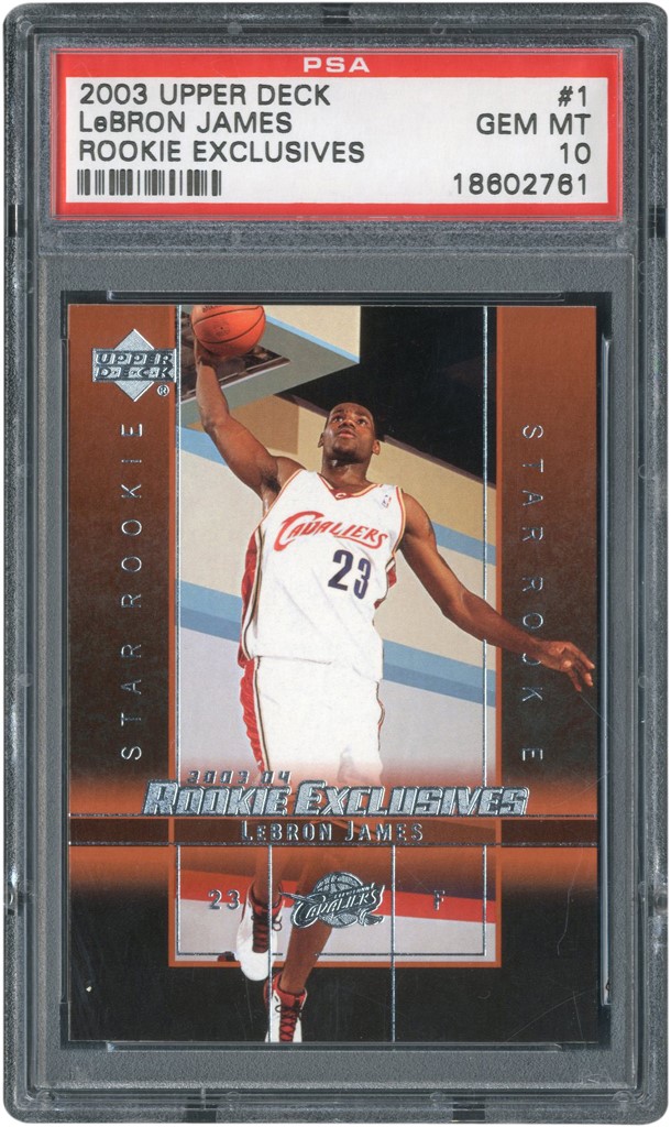 - 2003 Upper Deck Rookie Exclusives #1 LeBron James Rookie PSA GEM MINT 10