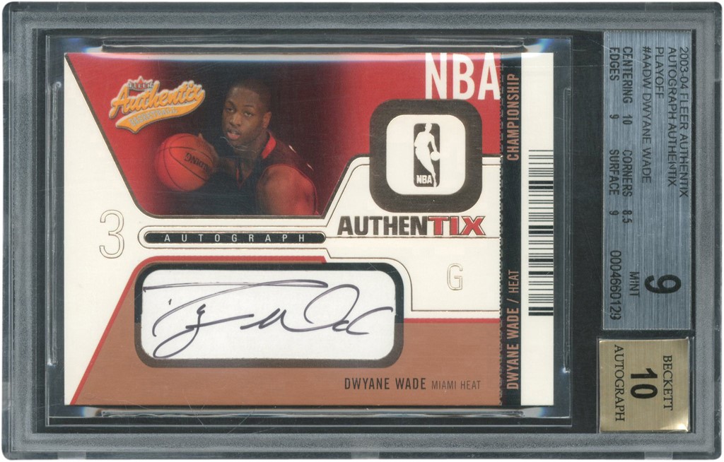 2003-04 Fleer Authentix Autograph Playoff #AADW Dwayne Wade Rookie Autograph 23/50 BGS MINT 9 - Auto 10 (Pop 2 None Higher)