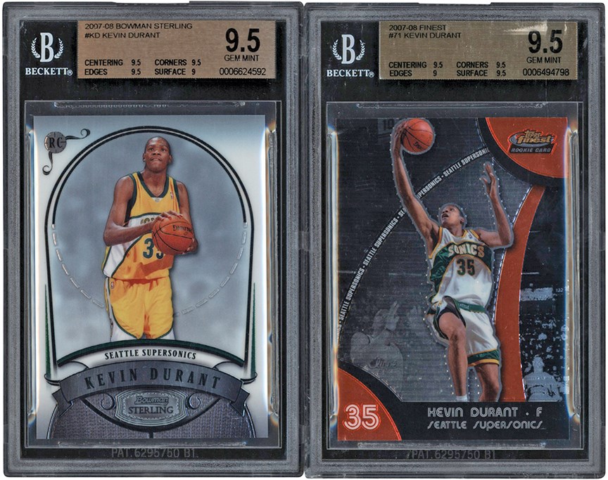 - 2007-08 Finest and Bowman Sterling Kevin Durant Rookie BGS GEM MINT 9.5 Pair