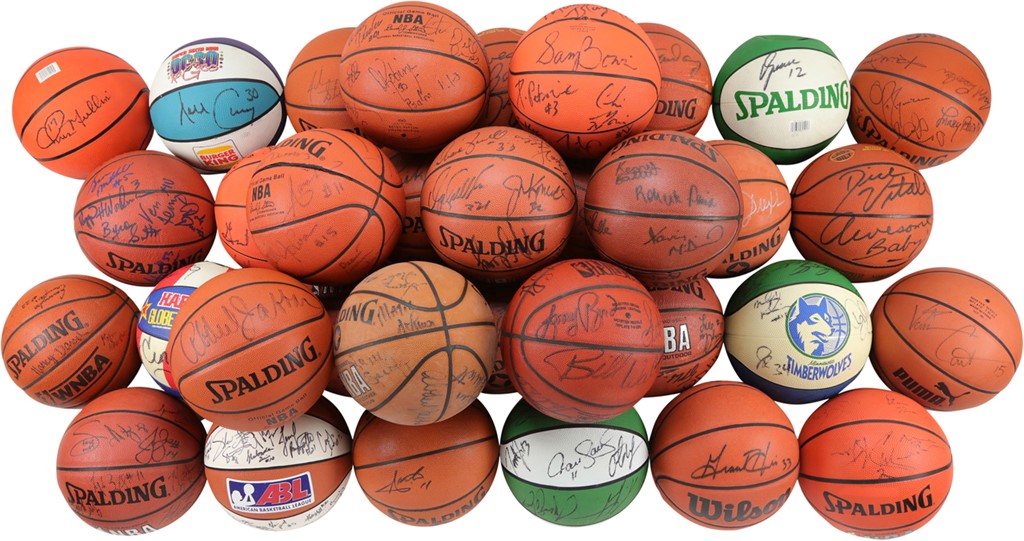 Signed Basketball Collection with Many Team-Signed and Major HOFers (34)