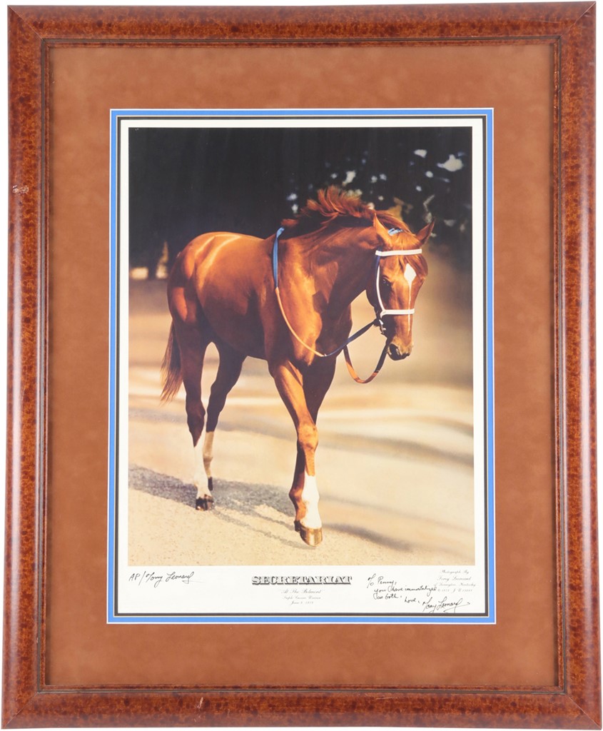 Secretariat Tony Leonard Print Singed from Kate to Penny Chenery